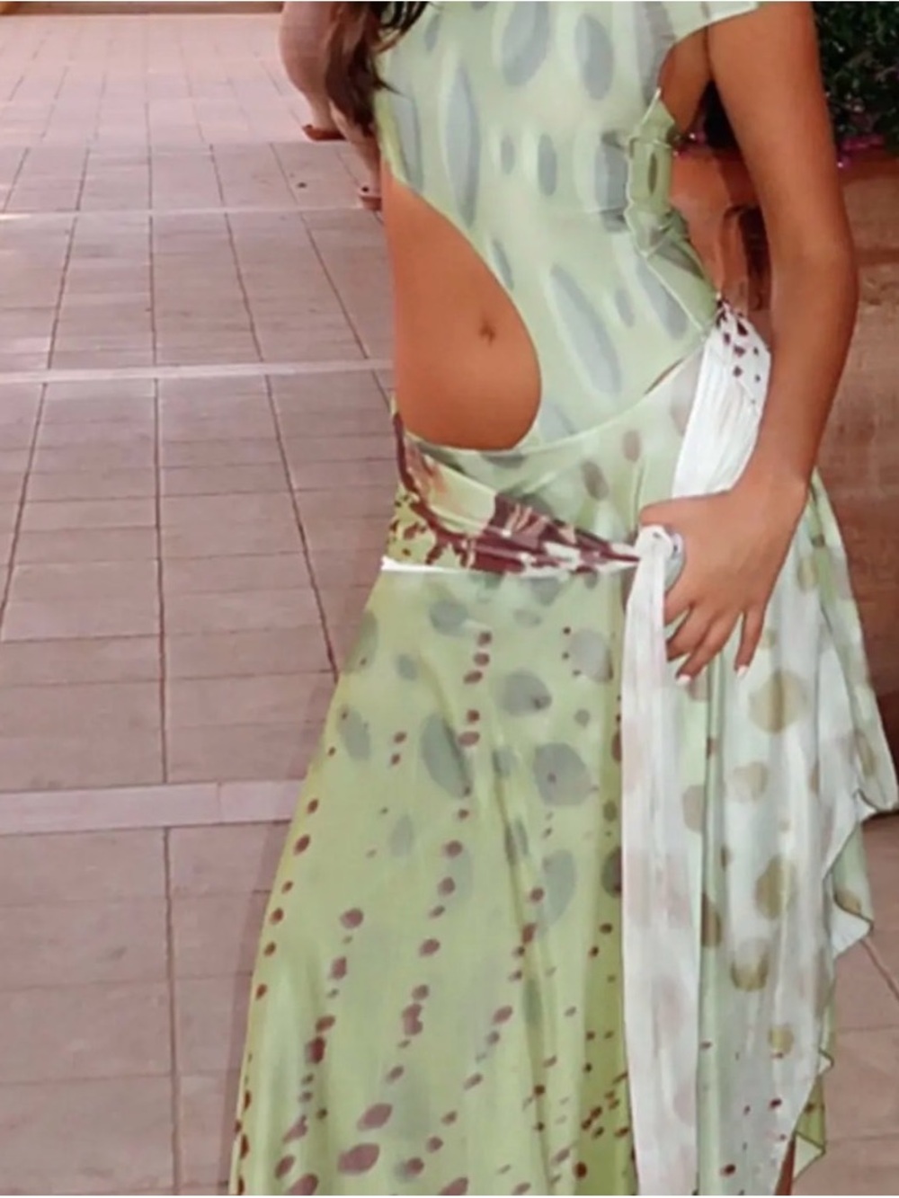 White Fox Boutique Light Green Cutout Maxi Dress